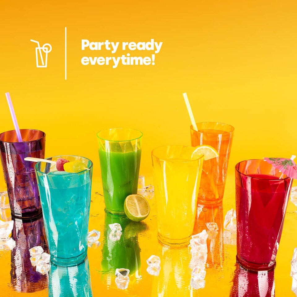 image 1 of Reusable Plastic Cups Set of 6 Unbreakable Tumblers 600ml