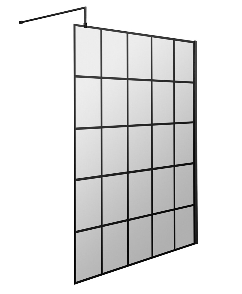 image 1 of Balterley Toughened Safety Glass Framed Wetroom Screen | Black | Matt Black | 1