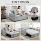 image 4 of HOMCOM 2 Seater Sofa Bed, Linen Click Clack Sleeper Sofa with Pull Out Design, 2 Pillows, Cup Holders, Side Pockets, Convertible Loveseat Bed Settee for Living Room, 157x190cm, Light Grey | Grey
