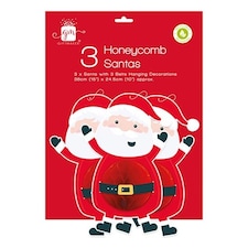Santa Claus Christmas Honeycomb Paper Hanging Decorations 38cm - Pack of 3