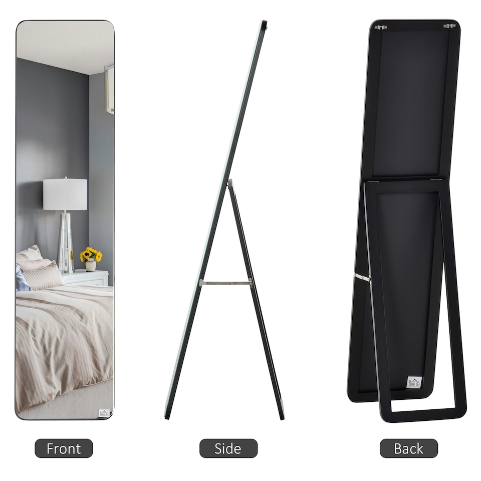 image 1 of HOMCOM Full Length Mirror Free Standing or Wall Mount Dressing Bedroom Black