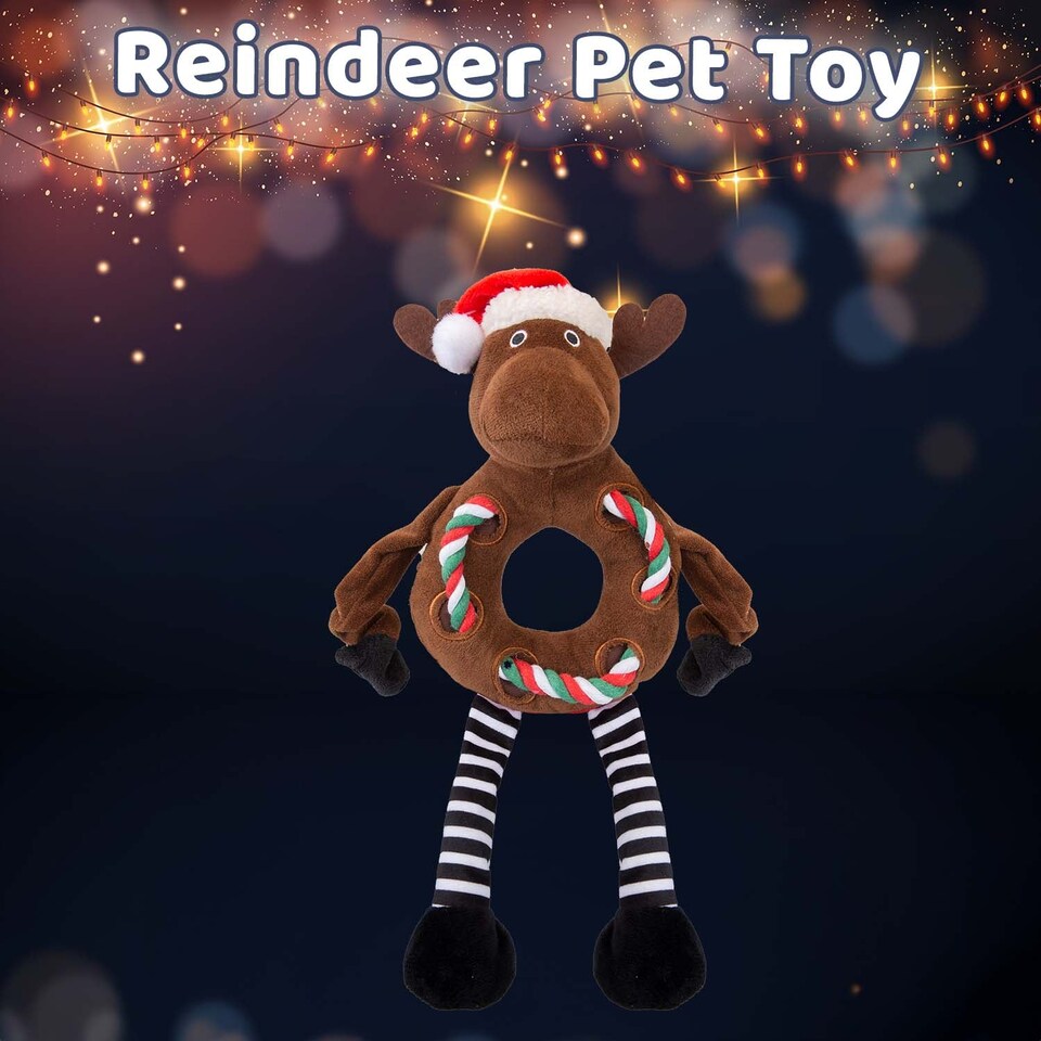 image 1 of vfm-estore Christmas Reindeer Pet Toy 45.5cm x 20cm Brown - 1 Pack