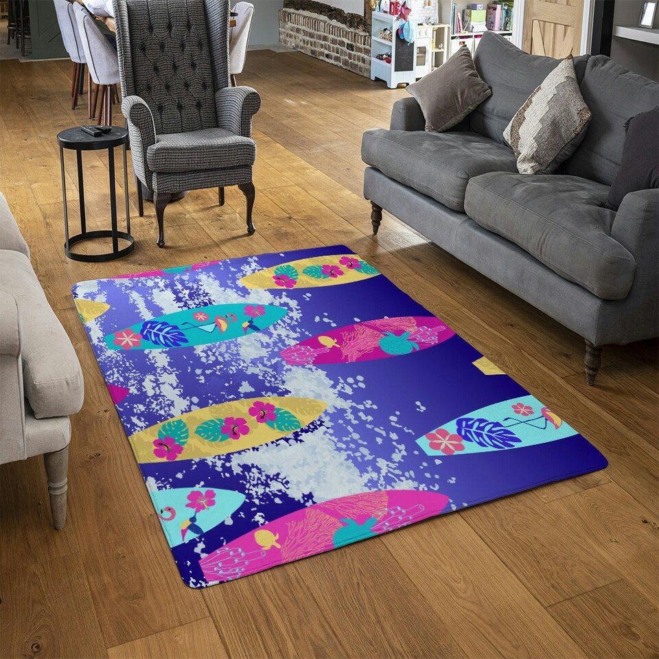 image 1 of Tropical Surf (Rug) Blue | Large: 140x200cm
