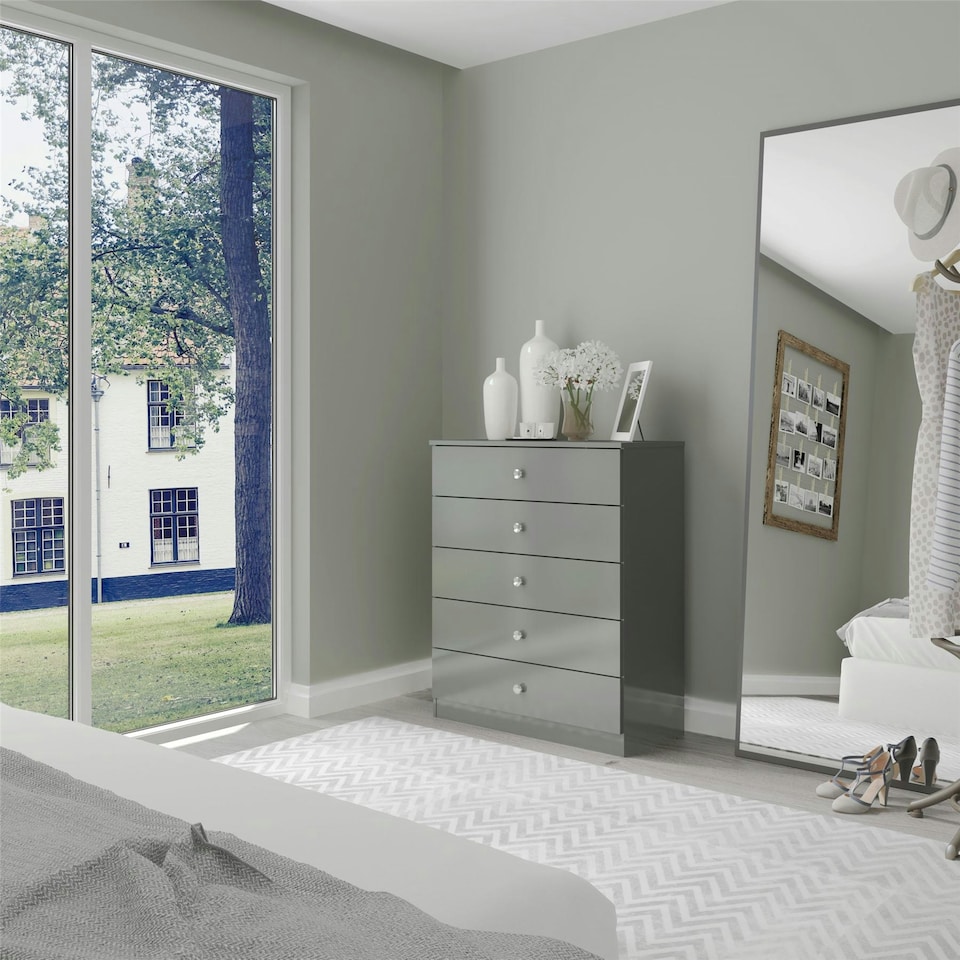 image 1 of Denver 5 Drawer Chest Grey