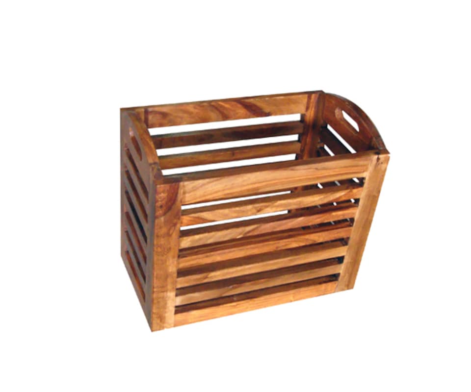 image 1 of Jaipur Small Basket - Sheesham Wood - L25 x W41 x H35 cm - Honey Dark Finish