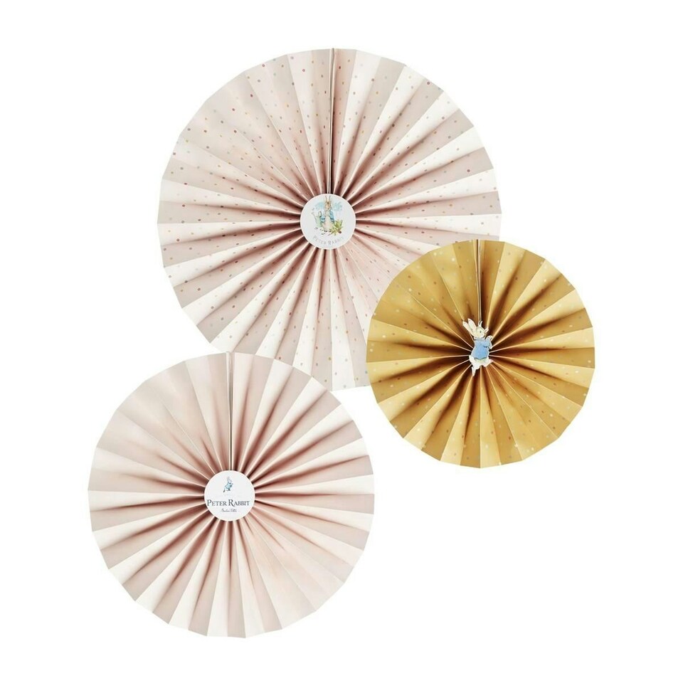image 1 of Peter Rabbit Paper Party Fan Decoration (Pack of 3) - Cream/Orange - One Size Cream