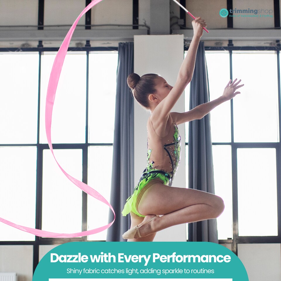image 1 of 4 Metres Gymnastics Ribbon Wand, Satin Dance Streamer - 1pc