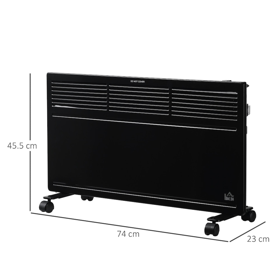 image 1 of HOMCOM Convector Radiator Heater w/ Adjustable Thermostat Safety Cut-Off, Black