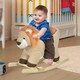 image 2 of HOMCOM Kids Rocking Lion Plush Ride On Seat w/ Sound Button Wood Base Seat Belt