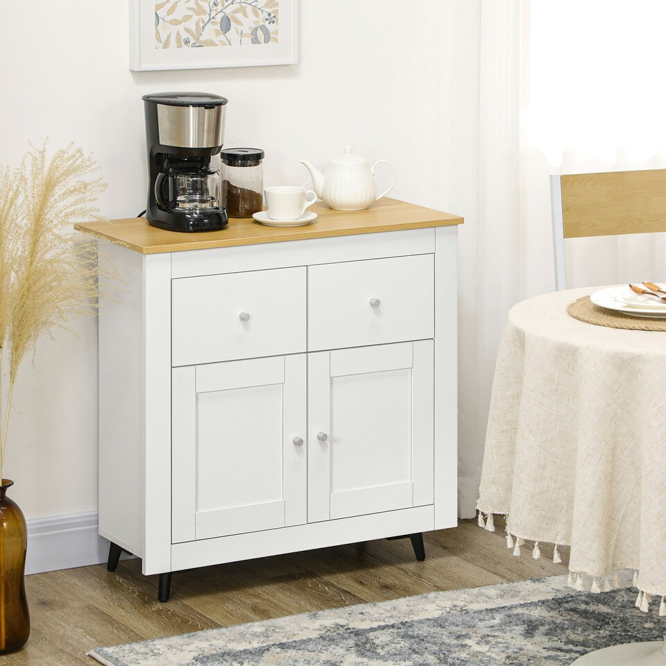 image 1 of HOMCOM Sideboard Storage Cabinet Freestanding Kitchen Cupboard with Drawers