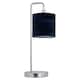 image 2 of Set of 2 Chrome Arch Table Lamps with Navy Blue Crushed Velvet Shades | Chrome | Polished chrome plate and navy velvet | 2