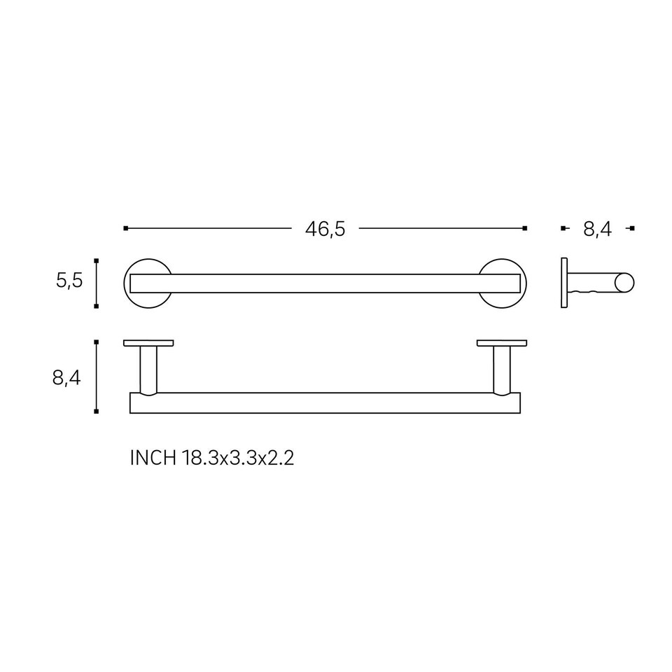 image 1 of COSMIC Towel rail, Matt White, Wall-mounted, 45 cm. Collection Architect S+