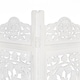 image 3 of 4 Panel Heavy Duty Carved  Screen Wooden Lotus Design Room Divider White 200 x 180 cm | White | White | 200 x 180 cm