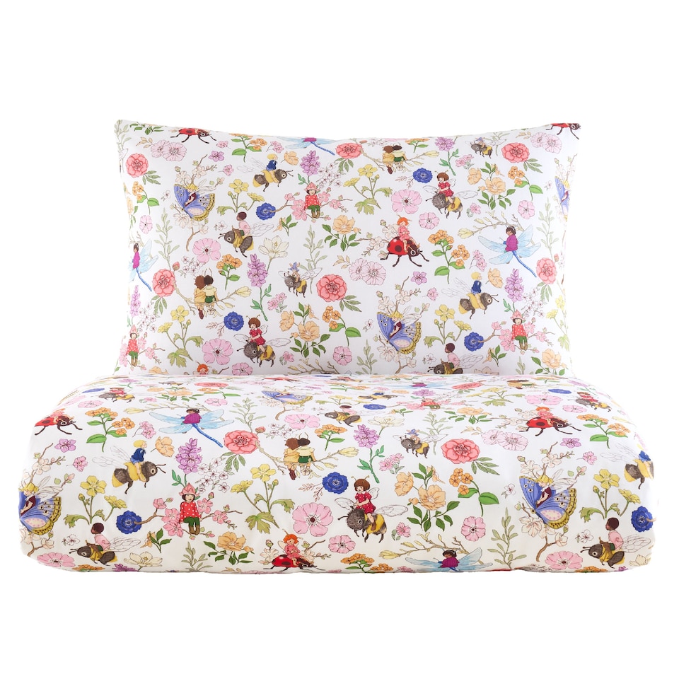image 1 of Belle & Boo Garden Friends Reversible Cotton Duvet Cover Set | White | Double
