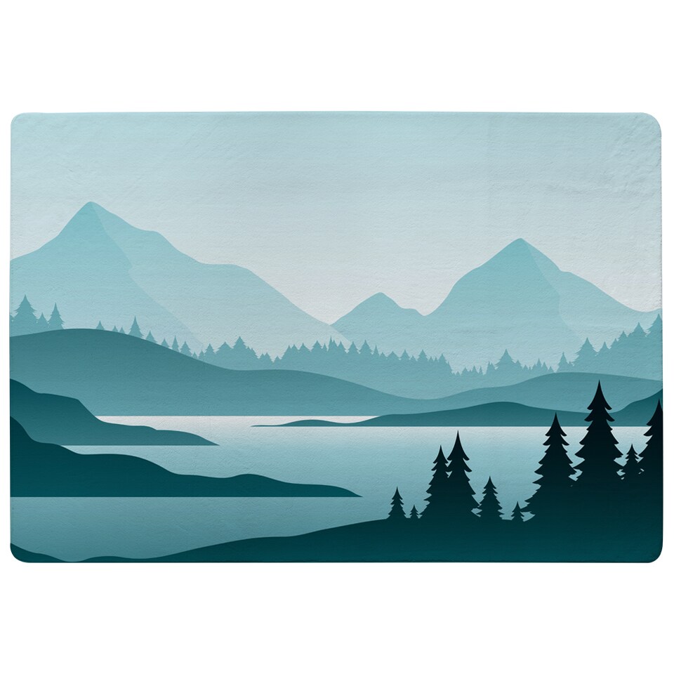 image 1 of Abstract Mountain Landscape Designer Rug | Multi