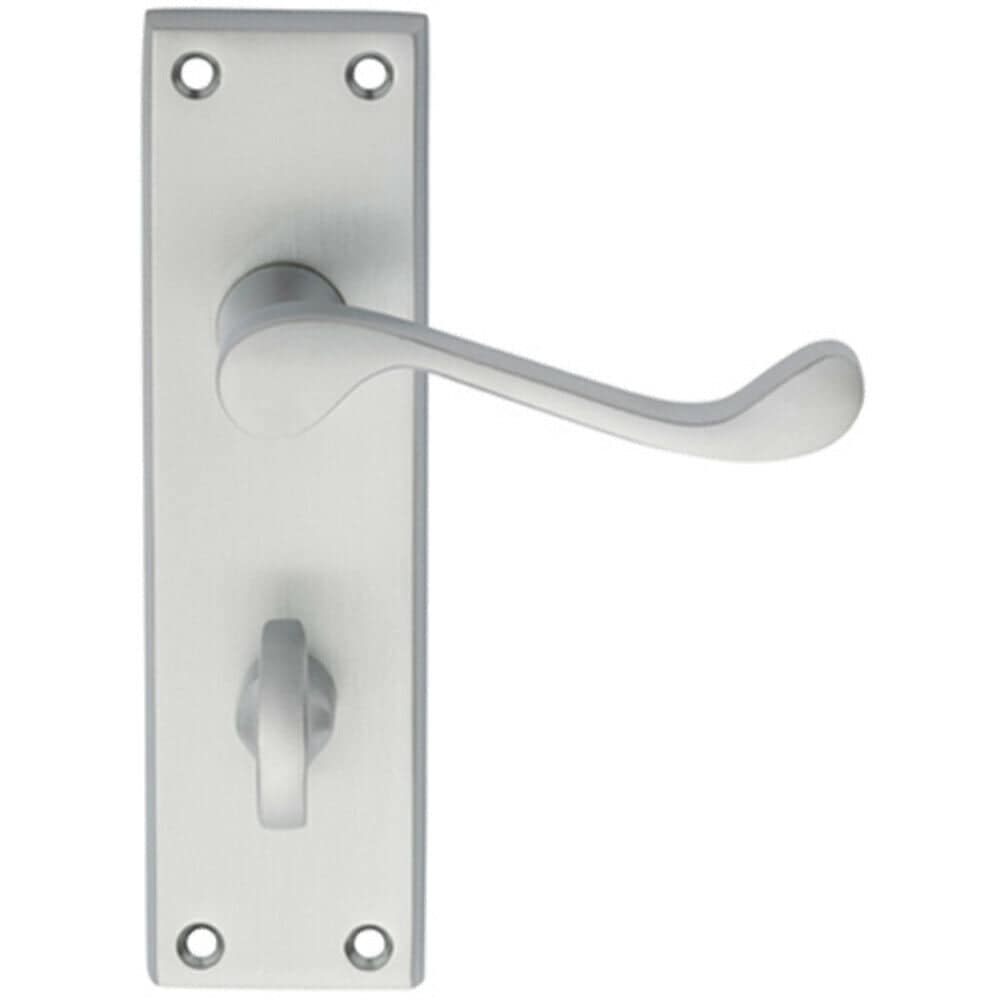 Loops PAIR Victorian Scroll Handle on Bathroom Backplate 150 x 43mm Satin Chrome