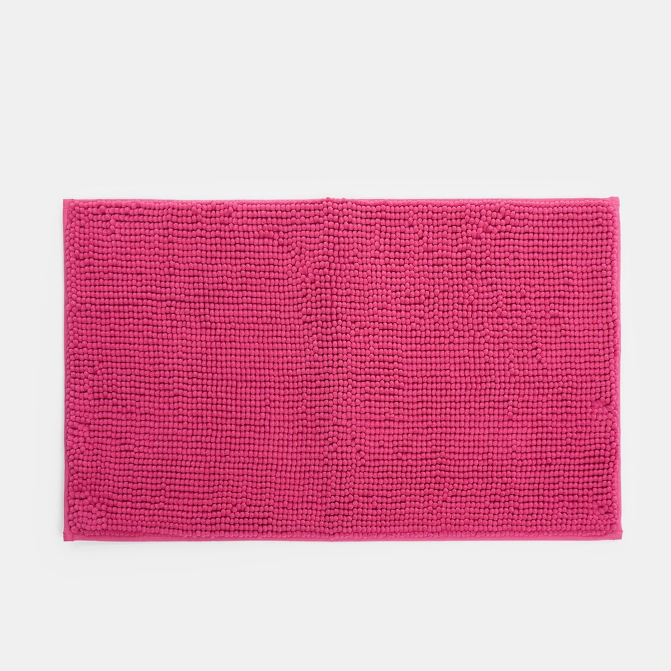image 1 of OHS Soft Microfibre Non-Slip Absorbent Noodle Chenille Bath Runner Mat Pink | Bright Pink | 45 x 75cm