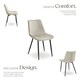 image 3 of Dining Chair Monroe - padded, velvet look, ergonomic seat, black steel legs - Set of 4 Cream