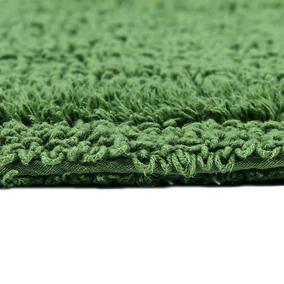 image 1 of Homescapes Luxury Reversible Cotton Bath Mat - Bottle Green Green