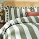 image 3 of Wylder Nature Birdie Stripe Ruffle Duvet Cover Set | Green | Bay Green/Mist | Super King