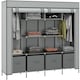 image 1 of HOMCOM Fabric Wardrobe for Bedroom, Portable Cloth Wardrobe with 10 Compartments, 2 Hanging Rails and 4 Fabric Drawers, 166 x 42.5 x 169.5cm, Dark Grey | Grey | Dark Grey