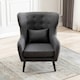 image 6 of Winslow Wing Back Fabric Occasional Button Back Armchair w Footstool (Grey)