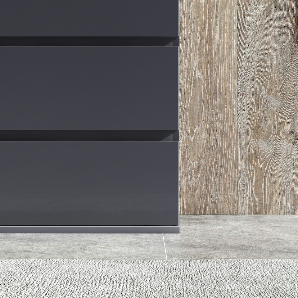 image 1 of HOMCOM Bedroom Chest of Drawers, High Gloss 5 Drawers Dresser, Grey