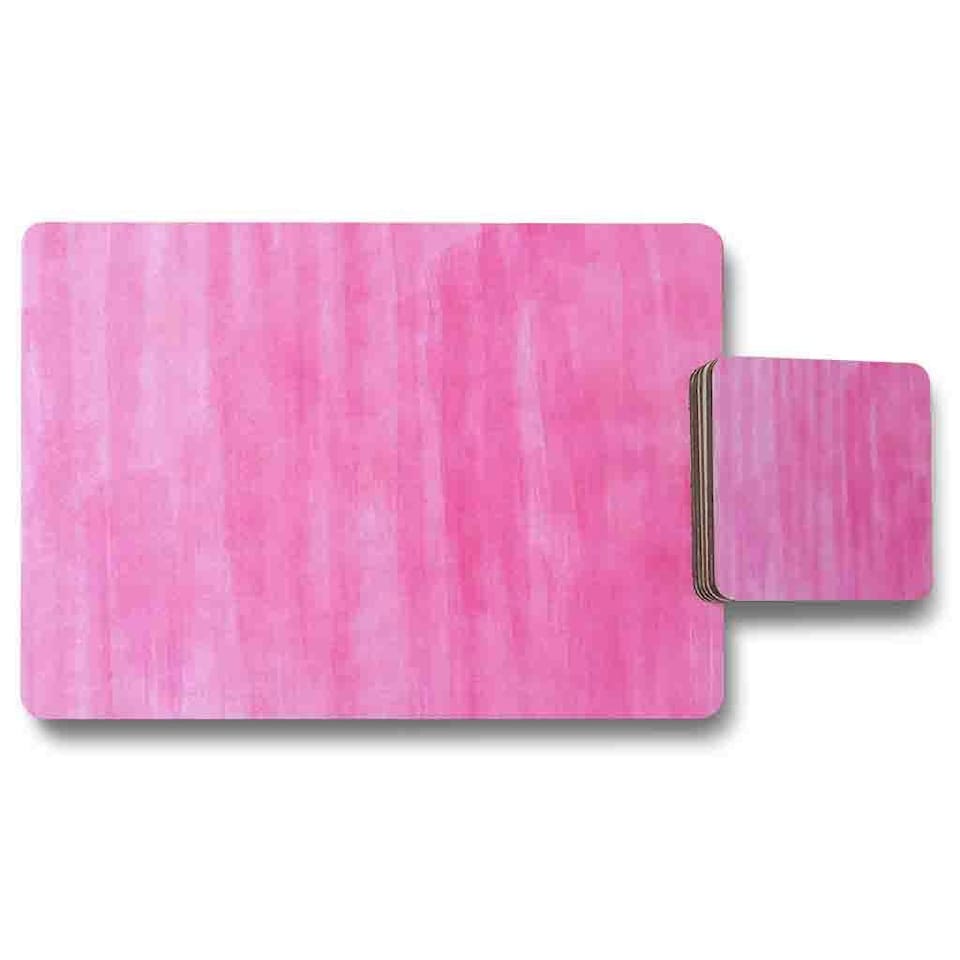 Pink Watercolour Strokes Placemat & Coaster Set