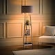 image 2 of ValueLights Hiru Grey 3 Tier Shelf Floor Lamp Grey Copper Shade | Grey