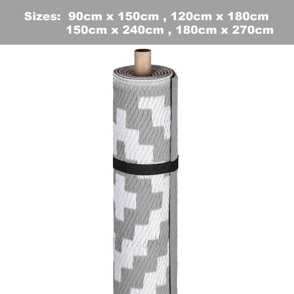 image 1 of Green Decore Lightweight Reversible Stain Proof Plastic Outdoor Rug  Nirvana, Grey/White, 120cmx180cm (4ftx6ft) | Grey