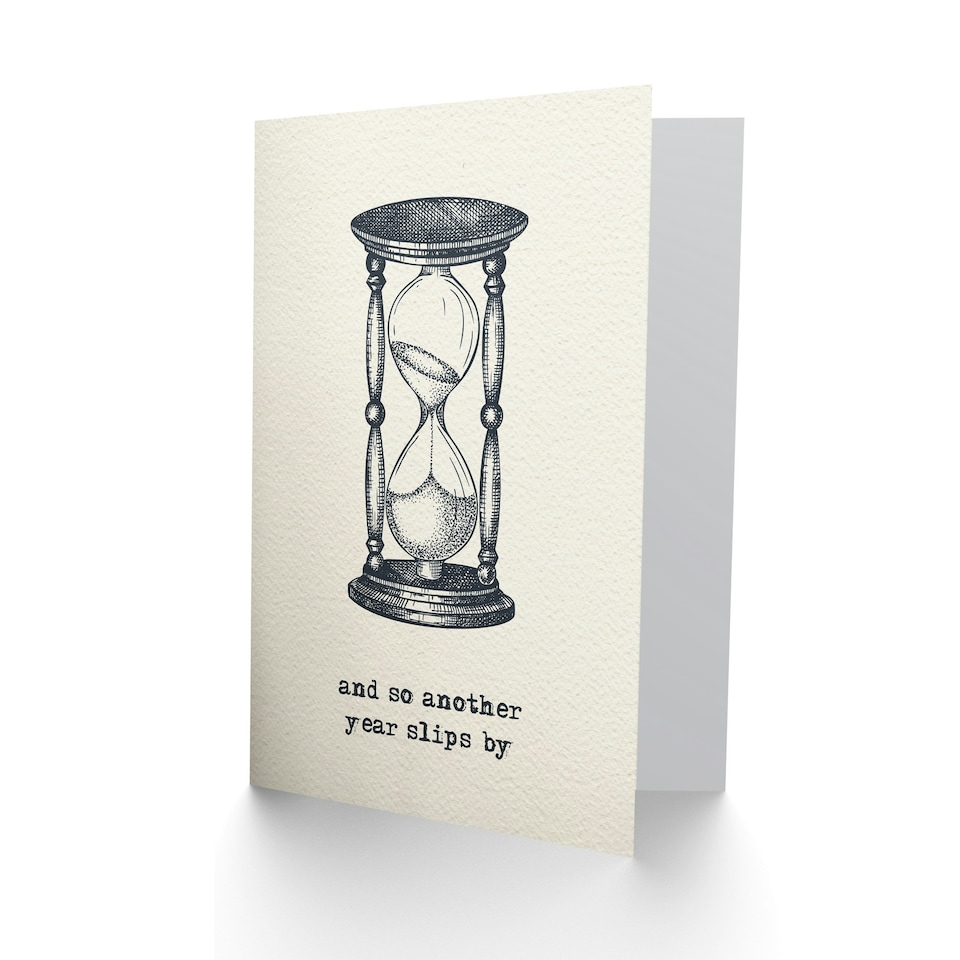 image 1 of Retro Hourglass Drawing Another Year Slips By Birthday Card