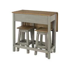 Coson Grey breakfast drop leaf table & 2 stools SET Grey