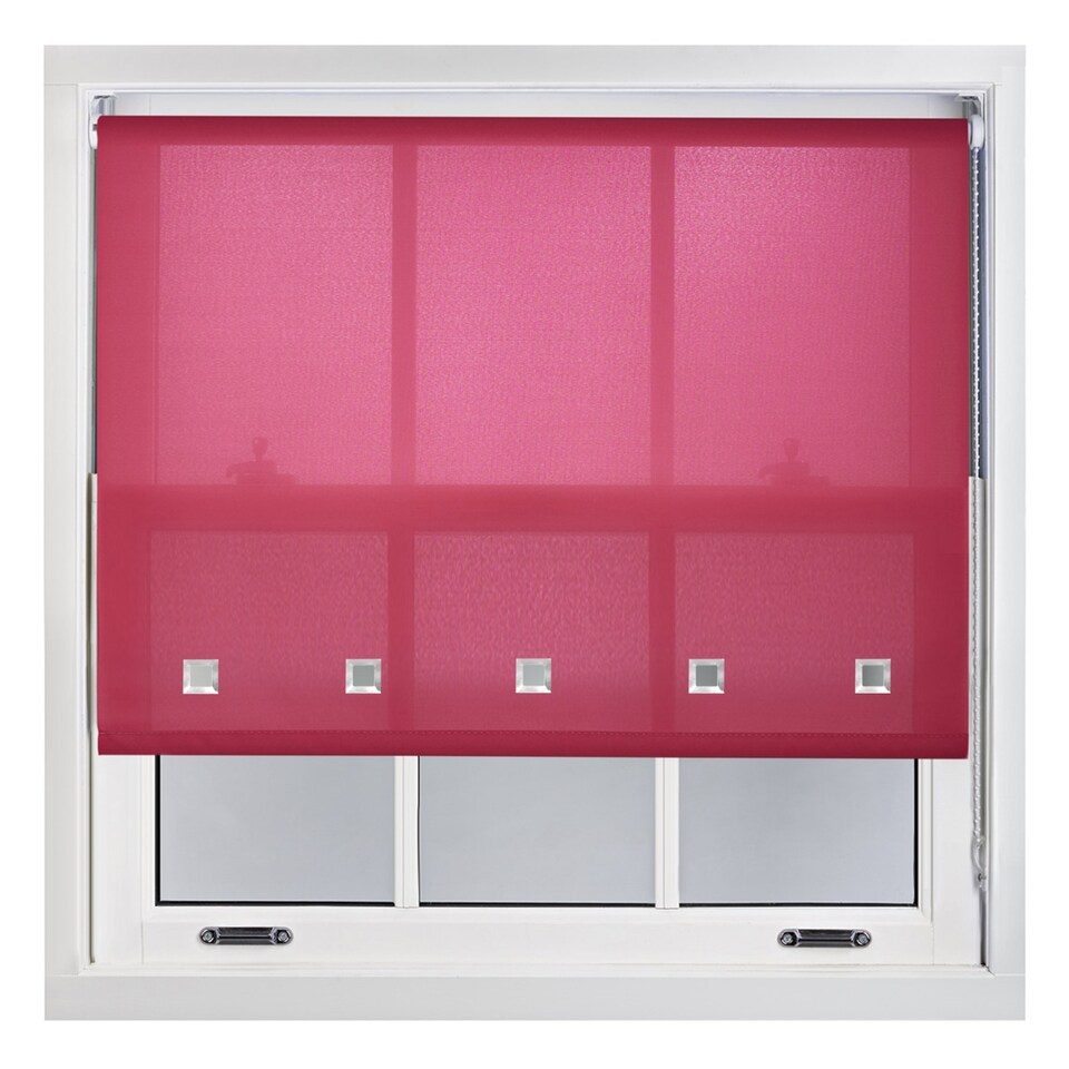 image 1 of FURNISHED Roller Blinds Daylight Square Eyelet Light Filtering Easy Fit Trimmable Window Shade | Pink | Fuchsia