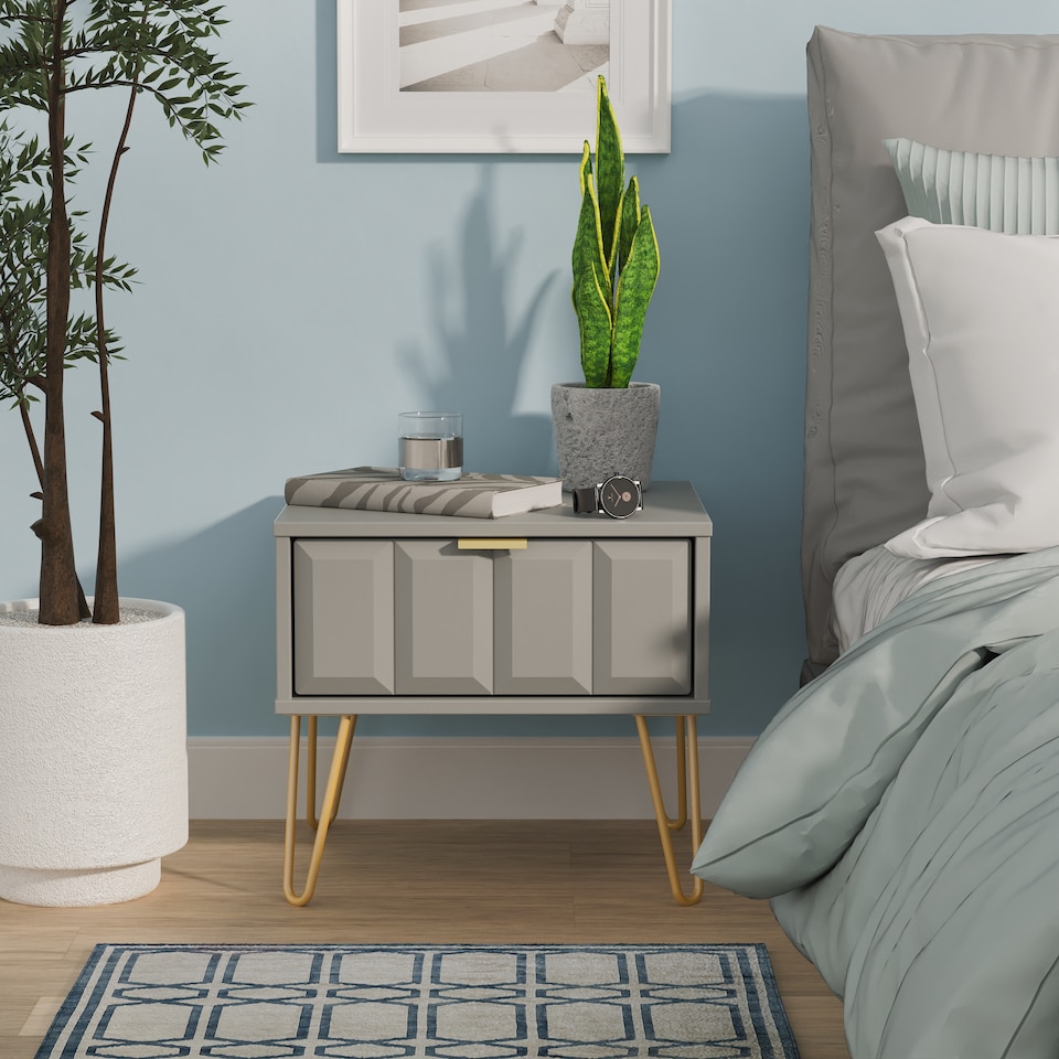 image 1 of Metro 1 Drawer Bedside Table in Dusk Grey (Ready Assembled) | Grey | Dusk Grey