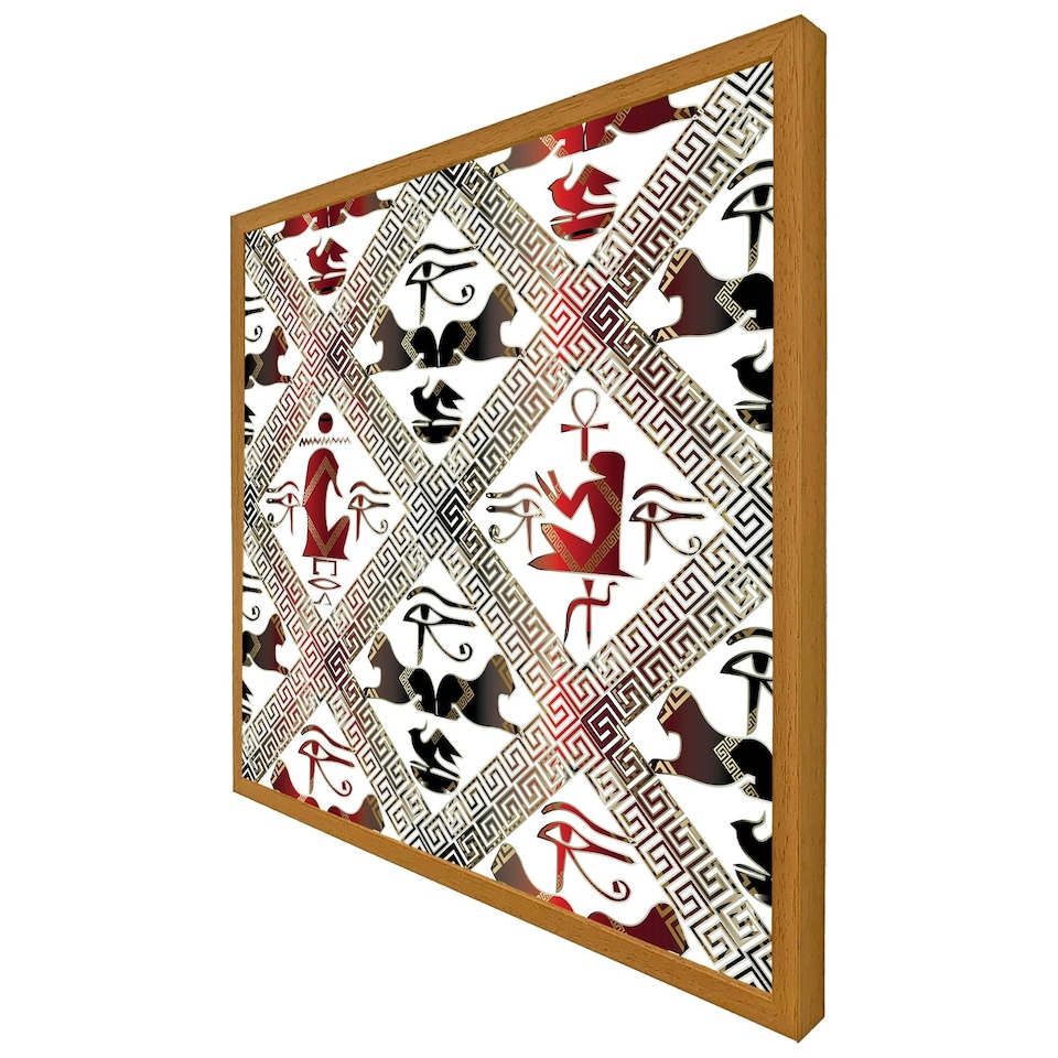 image 1 of Egyptian hieroglyphs in red & black (Picture Frame) Brown | L