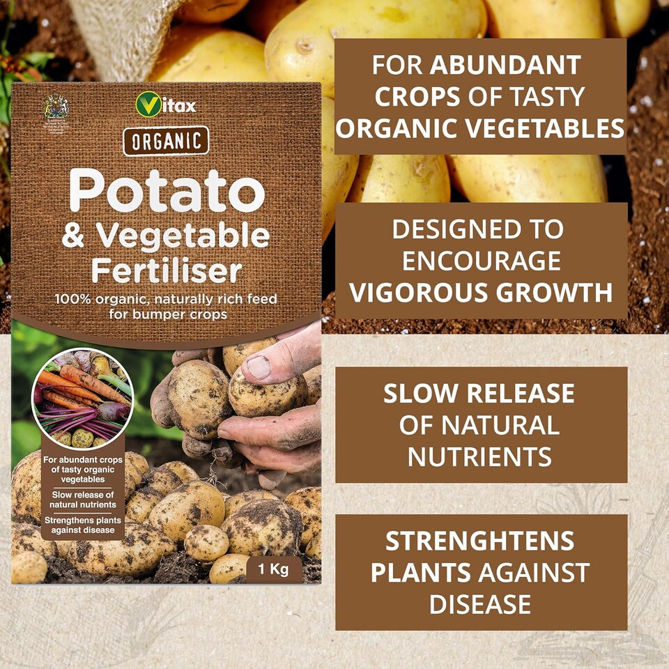image 1 of Vitax Organic Potato Fertiliser 1Kg Slow Release Plant Food for Strong Growth and High Yield Potatoes and Vegetables