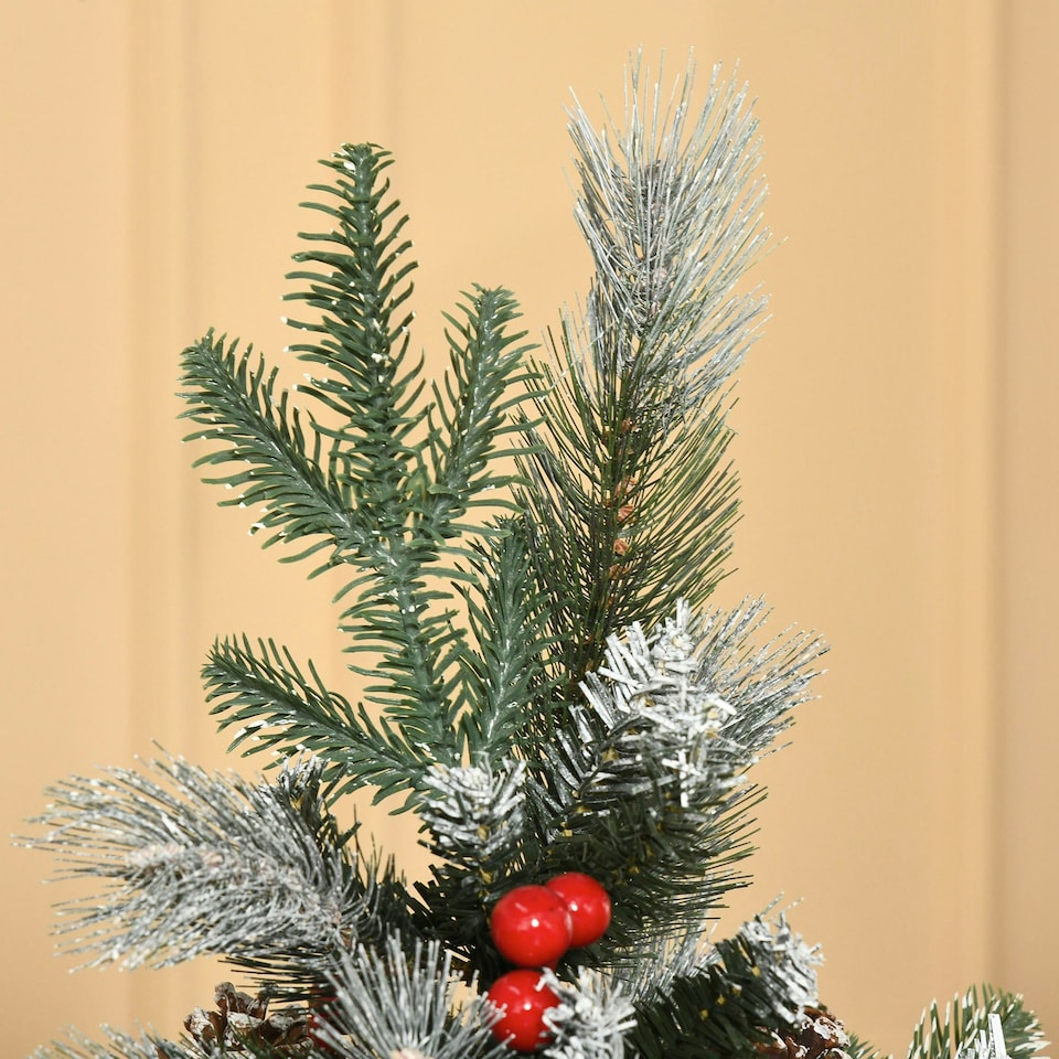 image 1 of HOMCOM 5FT Artificial Snow Dipped Christmas Tree Xmas Holiday Pencil Tree Green