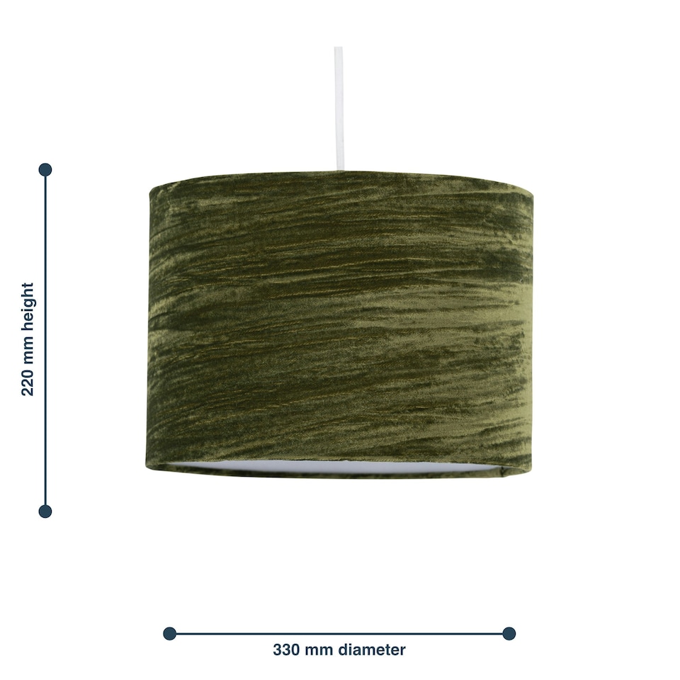 image 1 of Modern Green Crushed Velvet 33cm Easy Fit Ceiling Light Shade Pendants Green