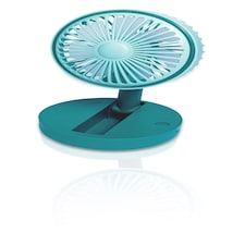 Premier Compact USB Rechargeable Desktop Fan with Adj Head Green