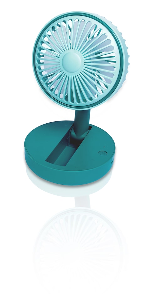 image 1 of Premier Compact USB Rechargeable Desktop Fan with Adj Head Green