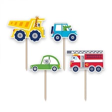 Transport with Animals Cupcake Food Pick Toppers - Pack of 12