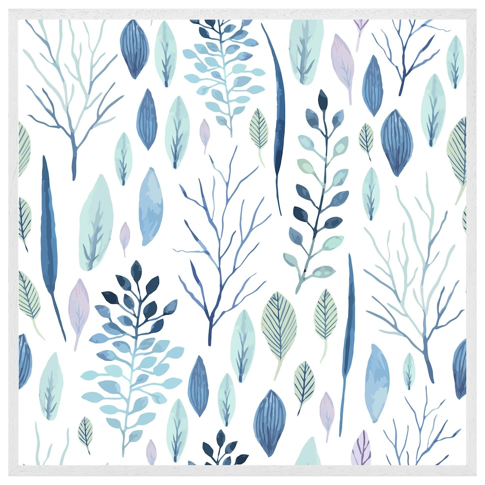 image 1 of Winter branches & leaves (Picture Frame) White | XL