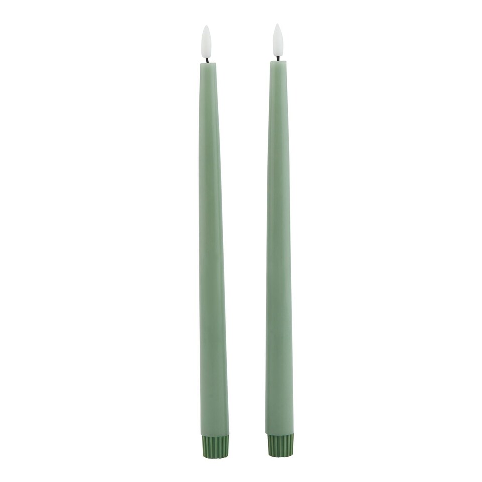 image 1 of S/2 Sage LED Wax Dinner Candles