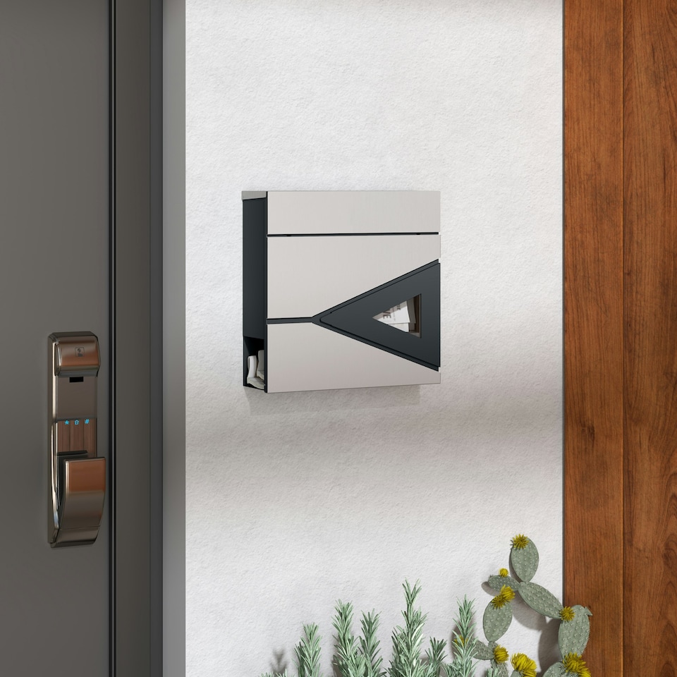 image 1 of HOMCOM Modern Wall Mounted Post Box, Weatherproof Letterbox with Lock Black
