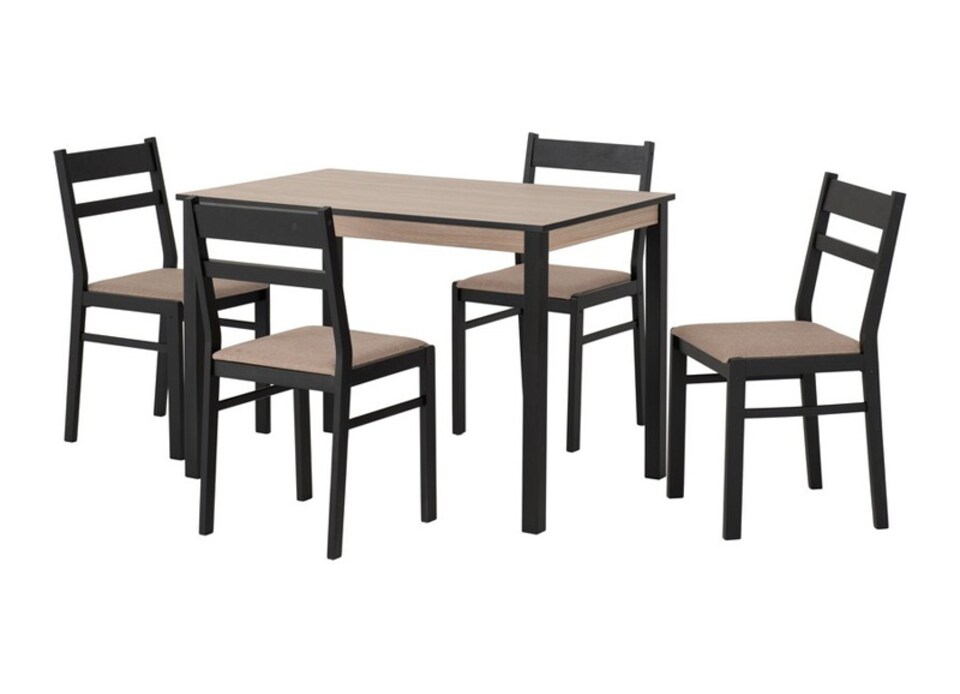 image 1 of Radley Dining Set - Black - Oak Effect - Oat Fabric | Brown | 5