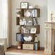 image 2 of Alivio 5 Tier Wooden S-Shaped Bookcase Living Room Modern Display Shelves Storage Brown