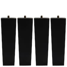 Living and Home 4 Pieces Square Oak Wood Furniture Legs Chair Sofa Feet Replacement - 16cm Black