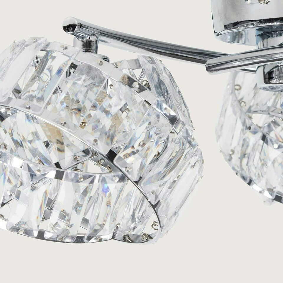 image 1 of ValueLights 3 Way Chrome And Clear Acrylic Jewel Intertwined Rings Design Ceiling Light | Chrome