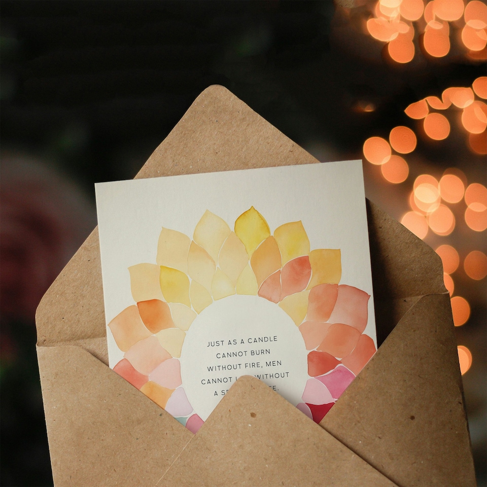 image 1 of Spiritual Life Buddhist Mindfulness Quote Mandala Spiritual Birthday Card