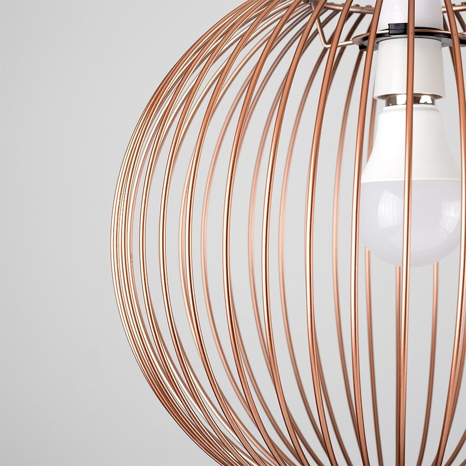 image 1 of ValueLights Faraday Copper Ceiling Pendant Shade & Bulb